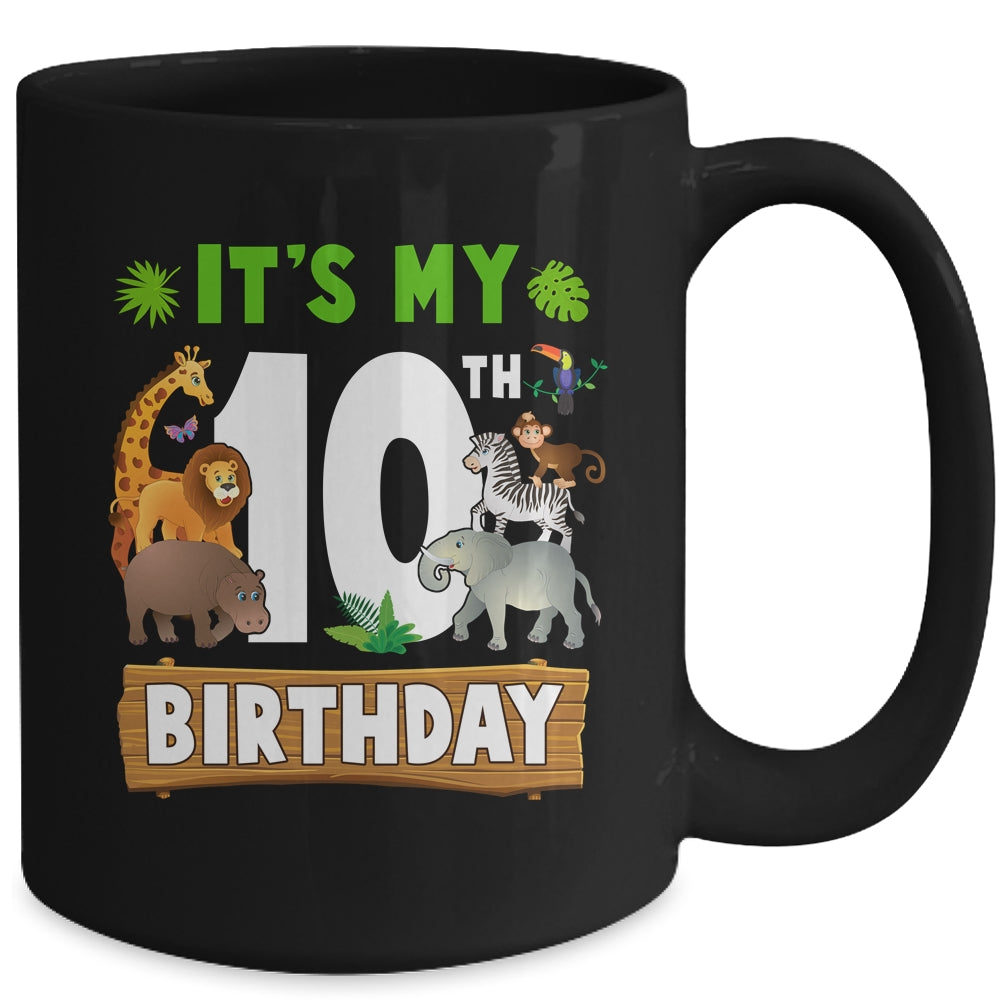 It's My 10th Birthday Zoo Jungle Safari 10 Years Old Birthday Mug | siriusteestore