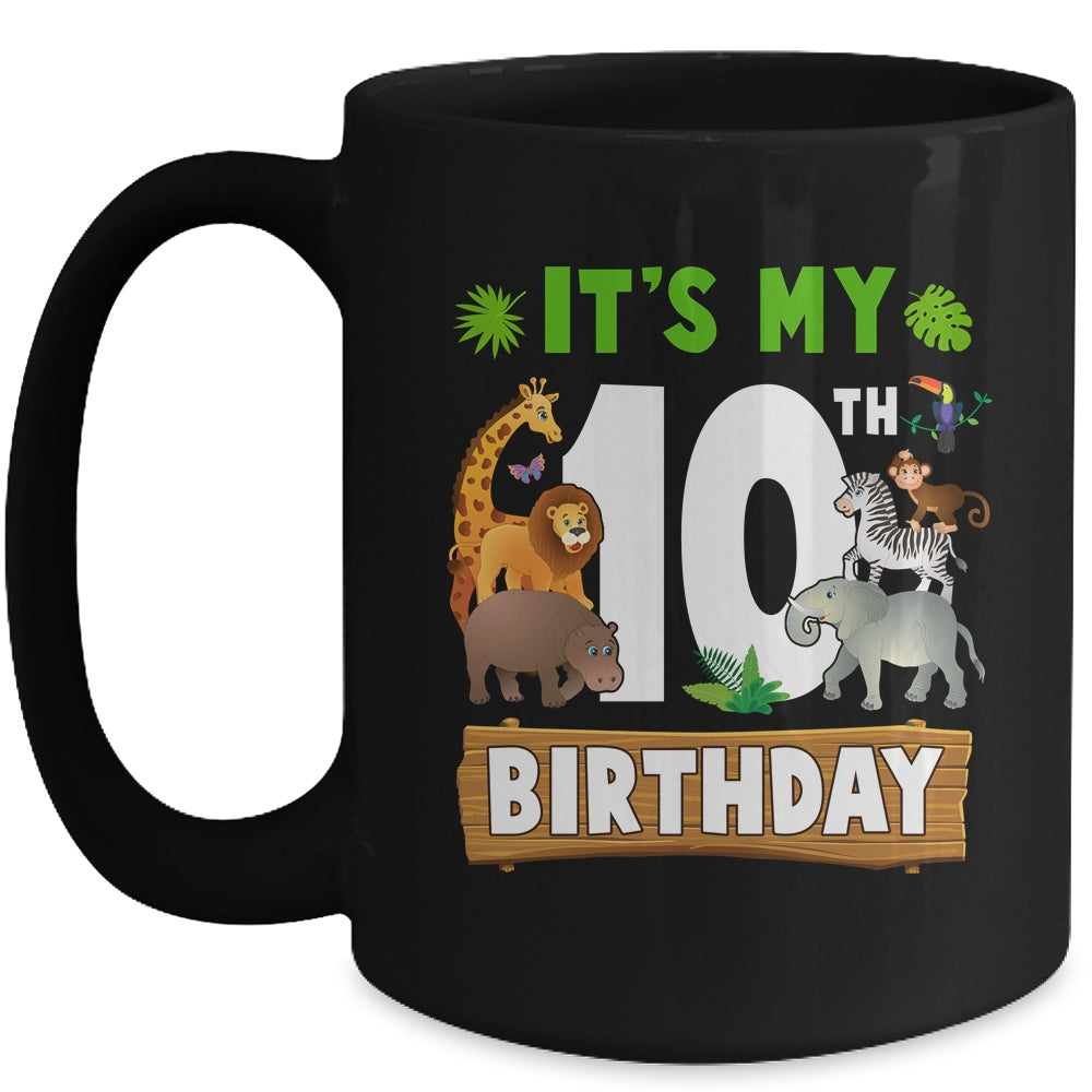 It's My 10th Birthday Zoo Jungle Safari 10 Years Old Birthday Mug | siriusteestore