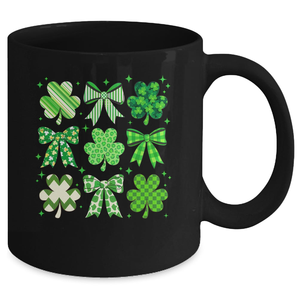 Retro St.Patricks Day Lucky Shamrock Coquette Bow Girl Women Mug | siriusteestore