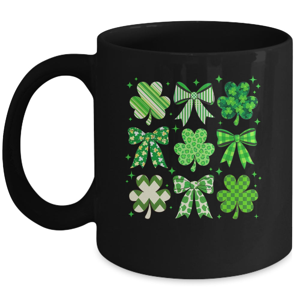 Retro St.Patricks Day Lucky Shamrock Coquette Bow Girl Women Mug | siriusteestore