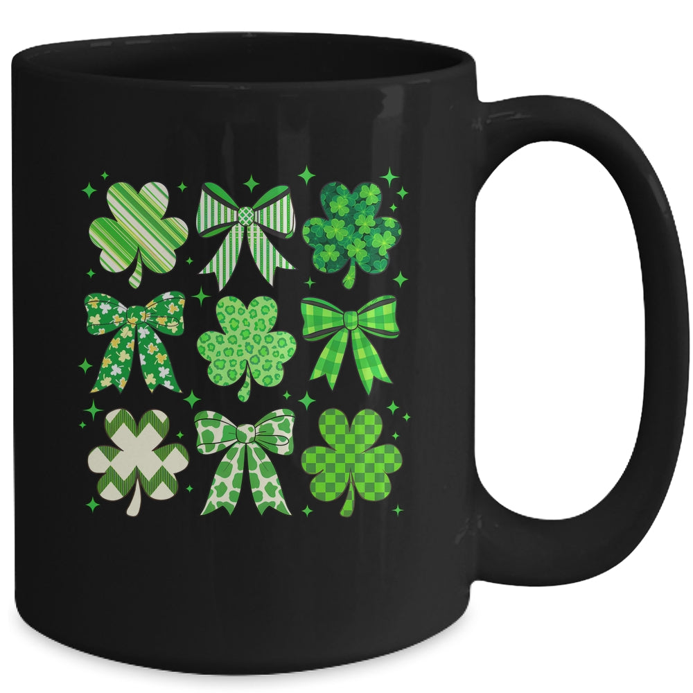 Retro St.Patricks Day Lucky Shamrock Coquette Bow Girl Women Mug | siriusteestore