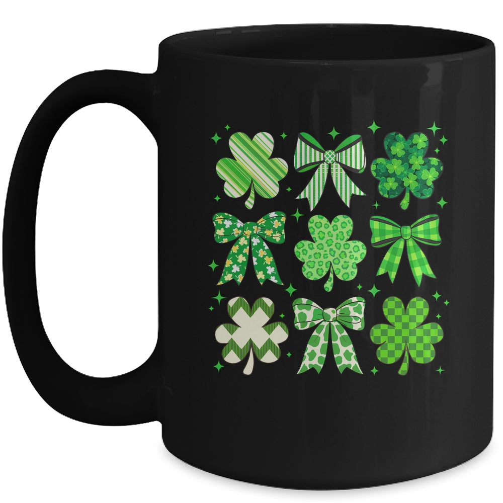 Retro St.Patricks Day Lucky Shamrock Coquette Bow Girl Women Mug | siriusteestore