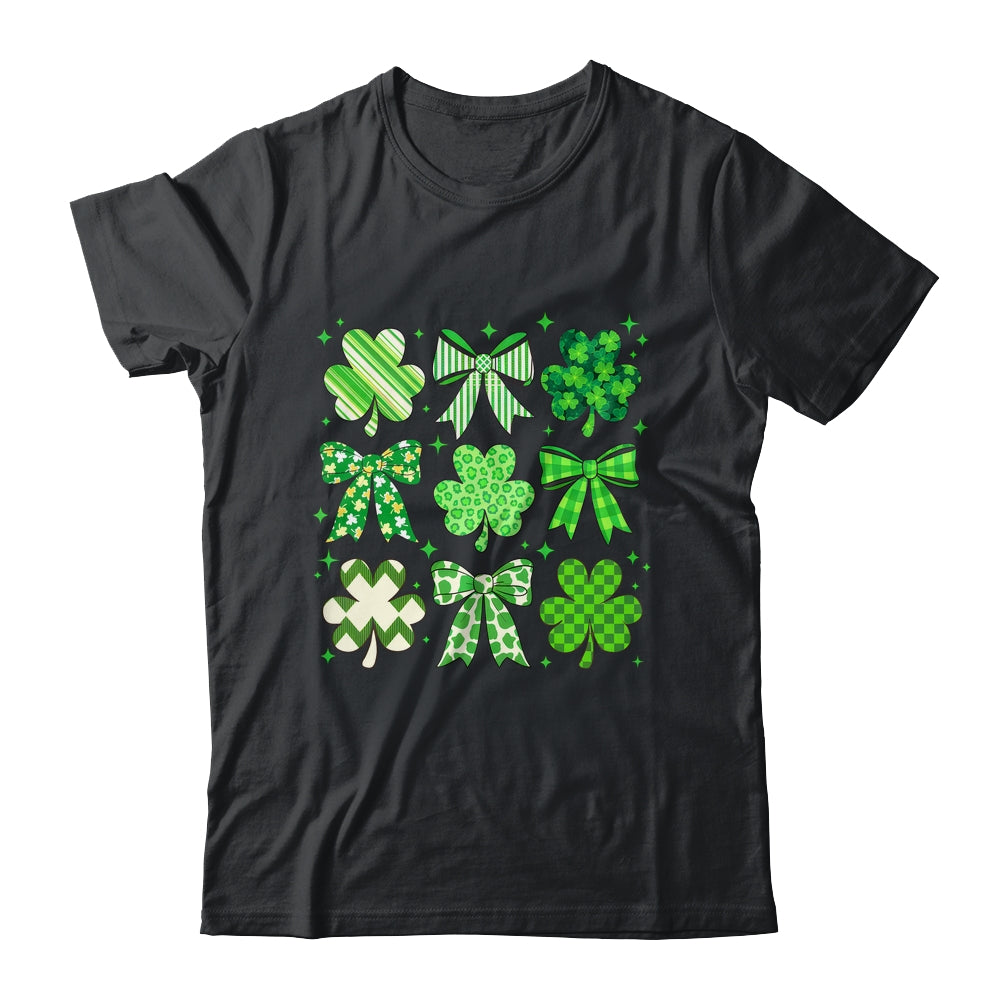 Retro St.Patricks Day Lucky Shamrock Coquette Bow Girl Women Shirt & Hoodie | siriusteestore