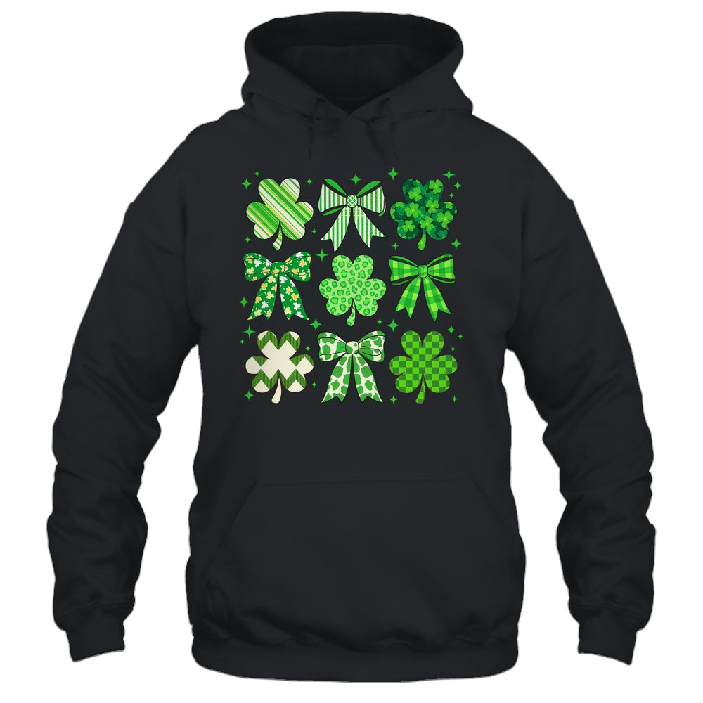 Retro St.Patricks Day Lucky Shamrock Coquette Bow Girl Women Shirt & Hoodie | siriusteestore