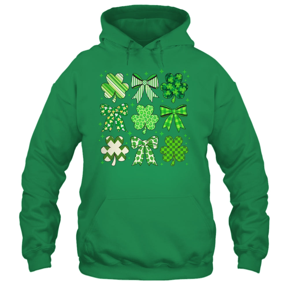 Retro St.Patricks Day Lucky Shamrock Coquette Bow Girl Women Shirt & Hoodie | siriusteestore