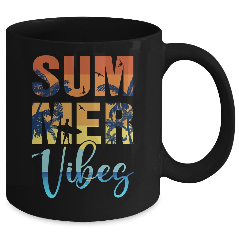 Retro Summer Vibes Beach Surfing Surfboard Surfer Men Women Mug | siriusteestore