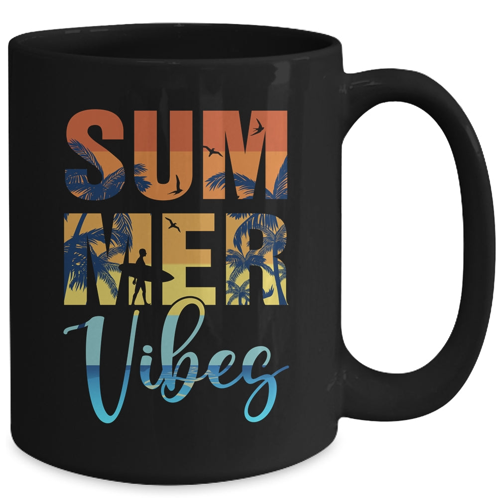 Retro Summer Vibes Beach Surfing Surfboard Surfer Men Women Mug | siriusteestore