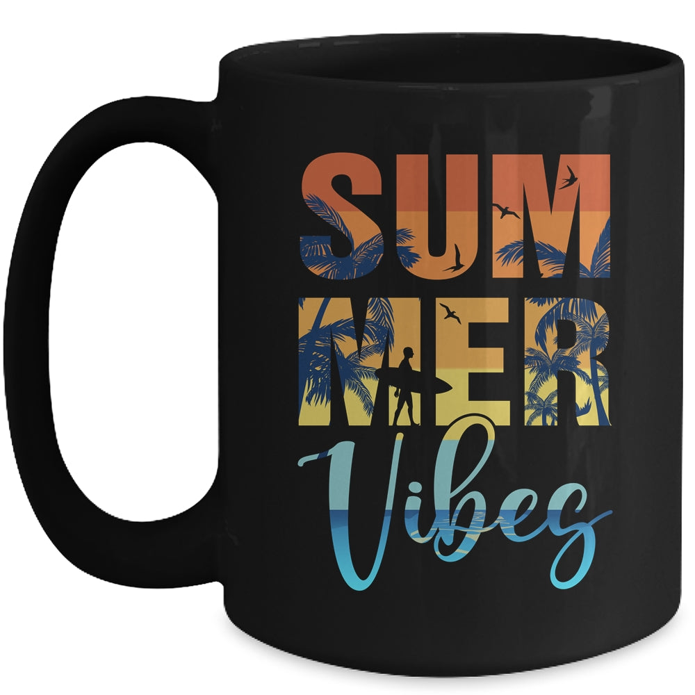Retro Summer Vibes Beach Surfing Surfboard Surfer Men Women Mug | siriusteestore