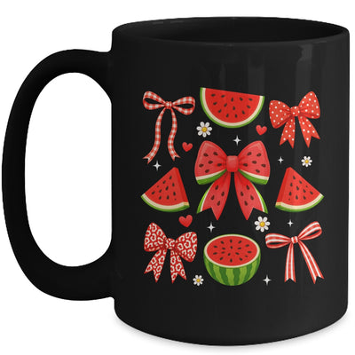 Retro Summer Vibes Coquette Bow Summer Watermelon Vacation Mug | siriusteestore