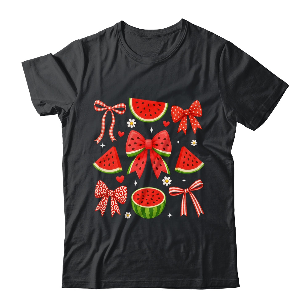 Retro Summer Vibes Coquette Bow Summer Watermelon Vacation Shirt & Tank Top | siriusteestore