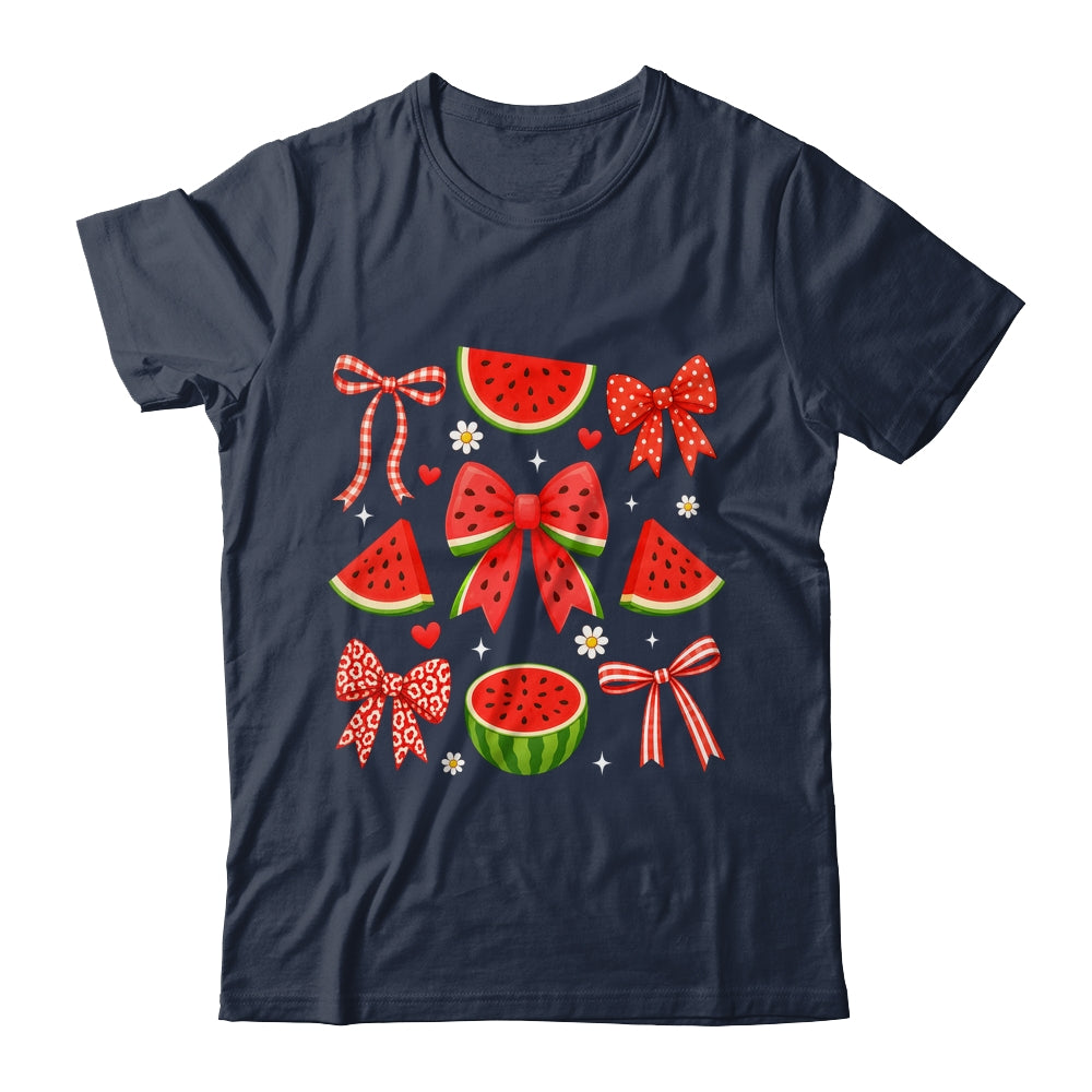Retro Summer Vibes Coquette Bow Summer Watermelon Vacation Shirt & Tank Top | siriusteestore