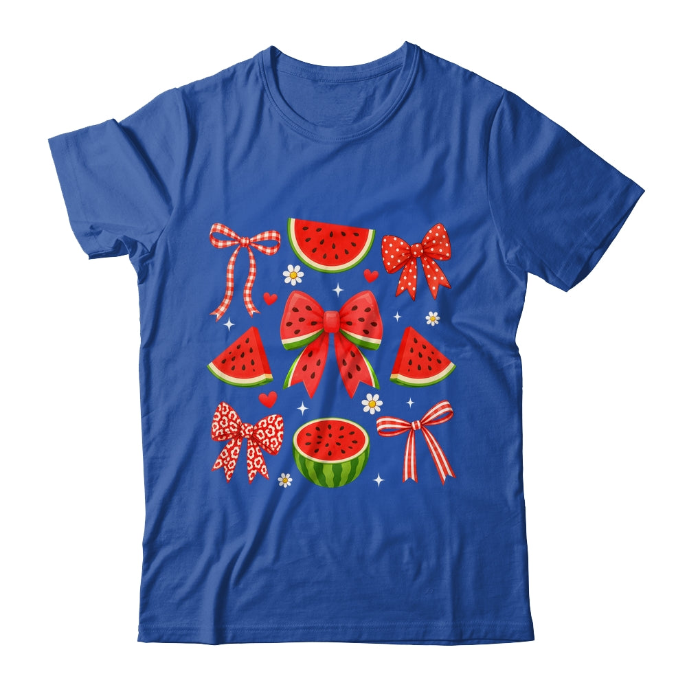 Retro Summer Vibes Coquette Bow Summer Watermelon Vacation Shirt & Tank Top | siriusteestore