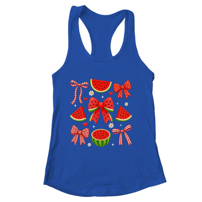 Retro Summer Vibes Coquette Bow Summer Watermelon Vacation Shirt & Tank Top | siriusteestore