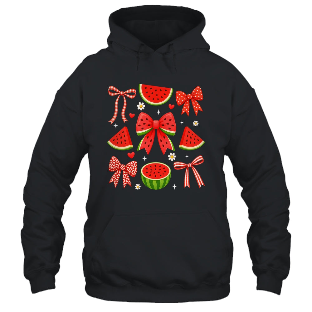 Retro Summer Vibes Coquette Bow Summer Watermelon Vacation Shirt & Tank Top | siriusteestore