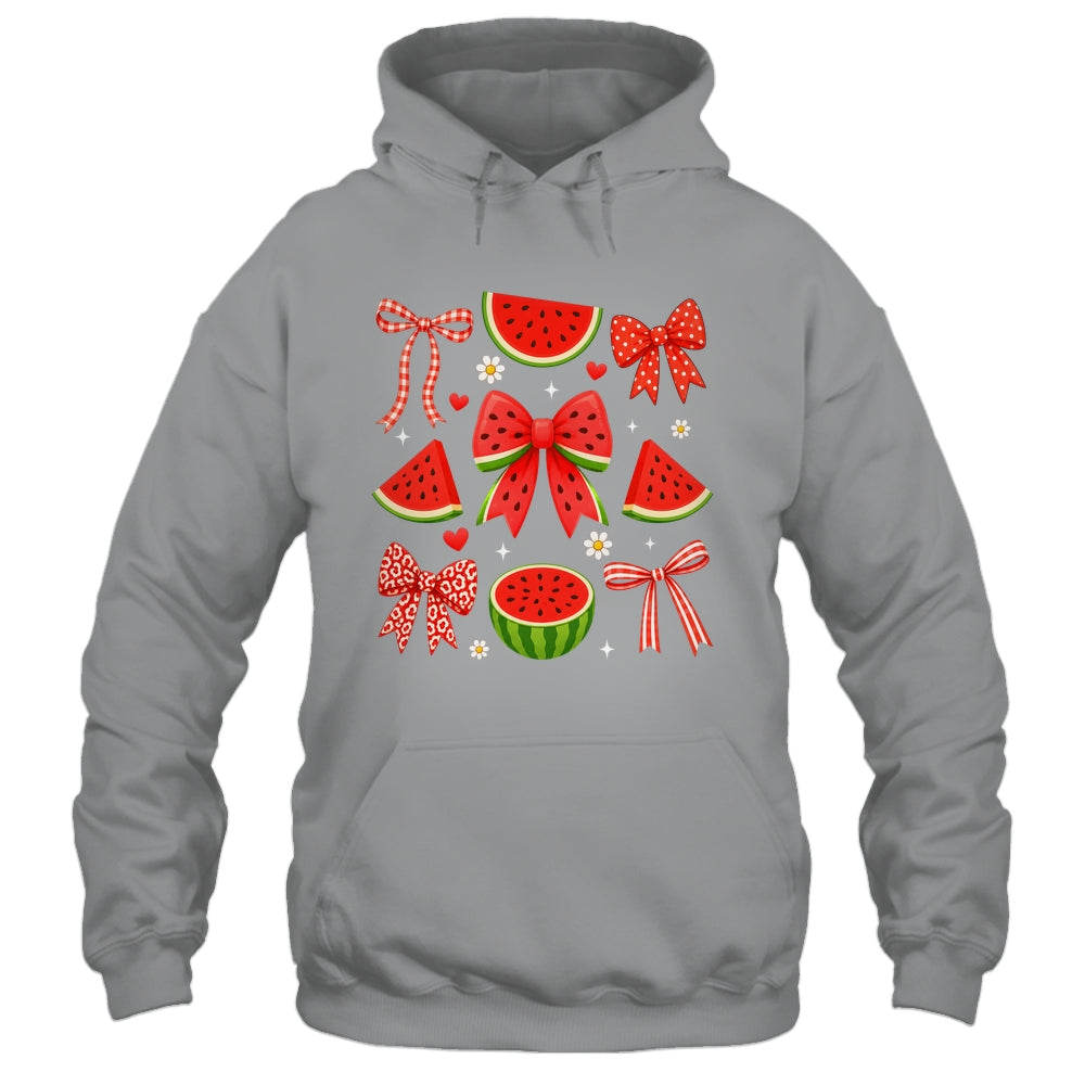 Retro Summer Vibes Coquette Bow Summer Watermelon Vacation Shirt & Tank Top | siriusteestore