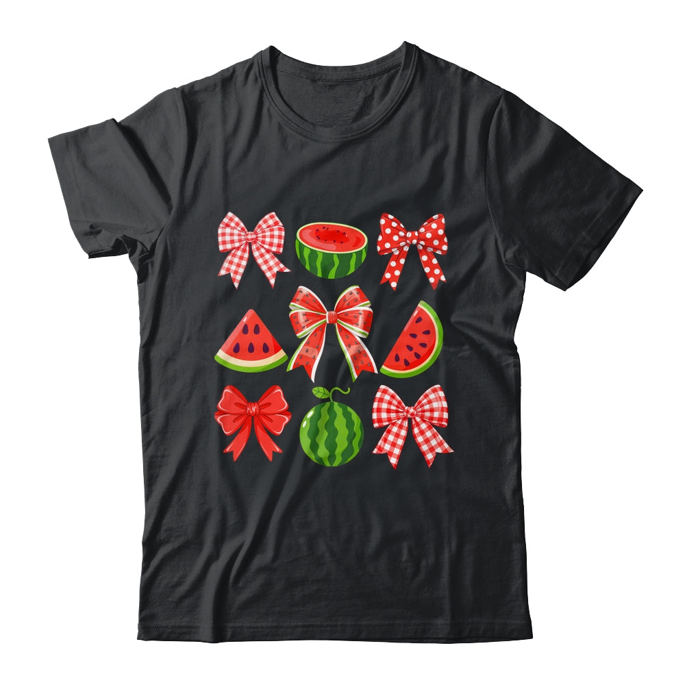 Retro Summer Vibes Coquette Bow Watermelon Summer Vacation Shirt & Tank Top | siriusteestore