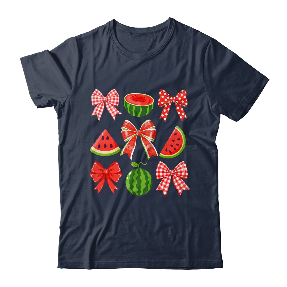 Retro Summer Vibes Coquette Bow Watermelon Summer Vacation Shirt & Tank Top | siriusteestore