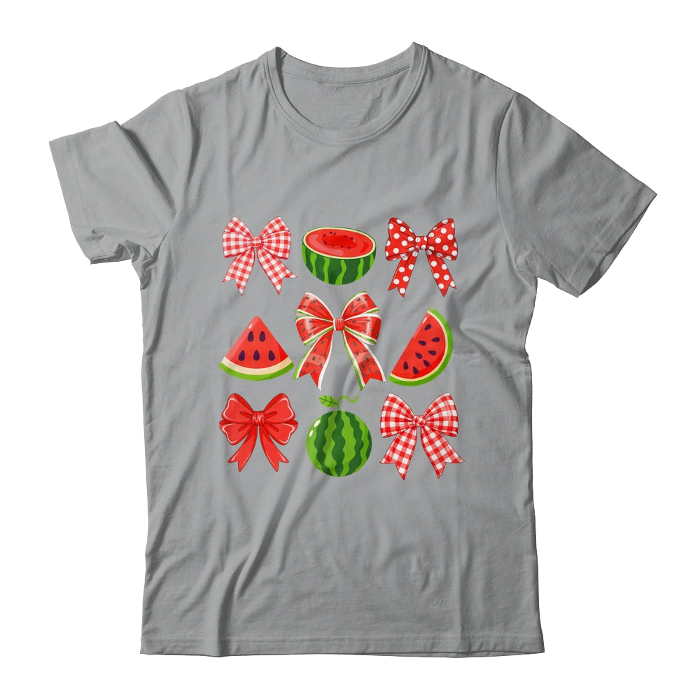 Retro Summer Vibes Coquette Bow Watermelon Summer Vacation Shirt & Tank Top | siriusteestore