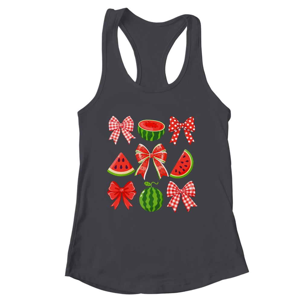 Retro Summer Vibes Coquette Bow Watermelon Summer Vacation Shirt & Tank Top | siriusteestore