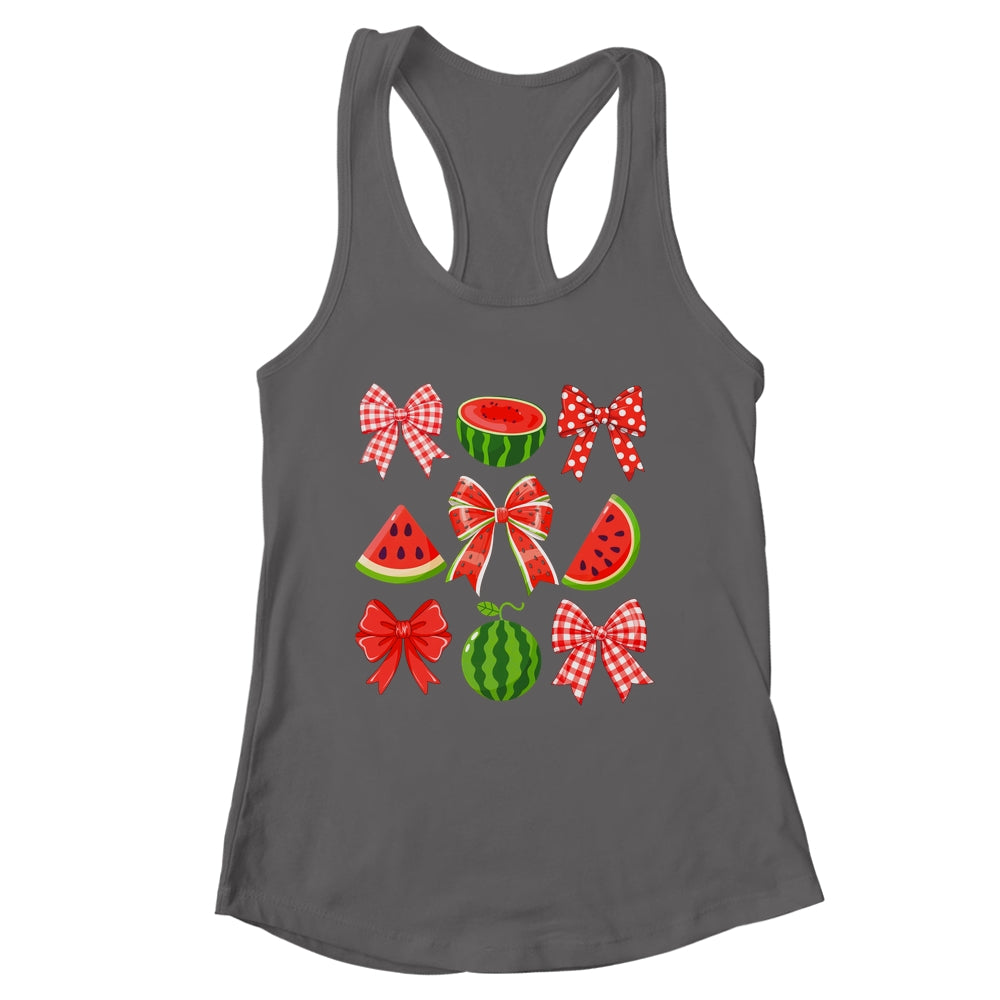 Retro Summer Vibes Coquette Bow Watermelon Summer Vacation Shirt & Tank Top | siriusteestore