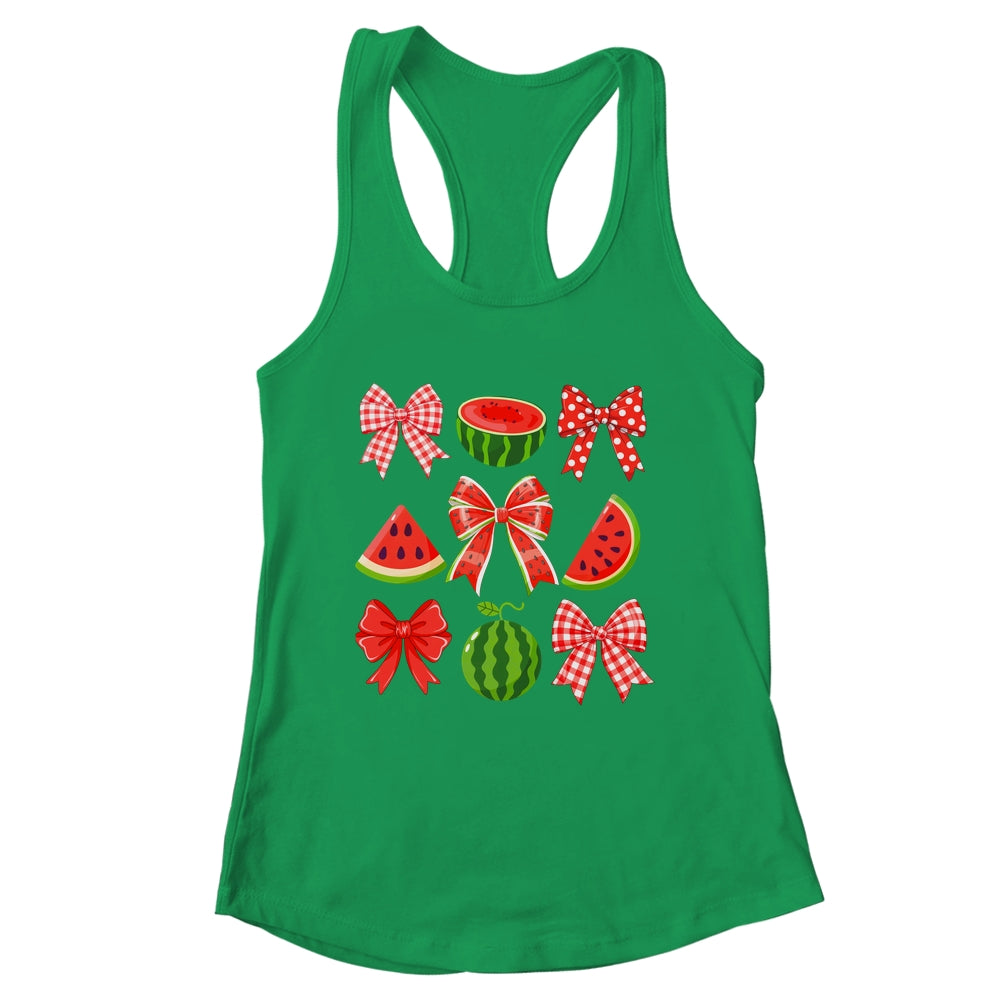 Retro Summer Vibes Coquette Bow Watermelon Summer Vacation Shirt & Tank Top | siriusteestore