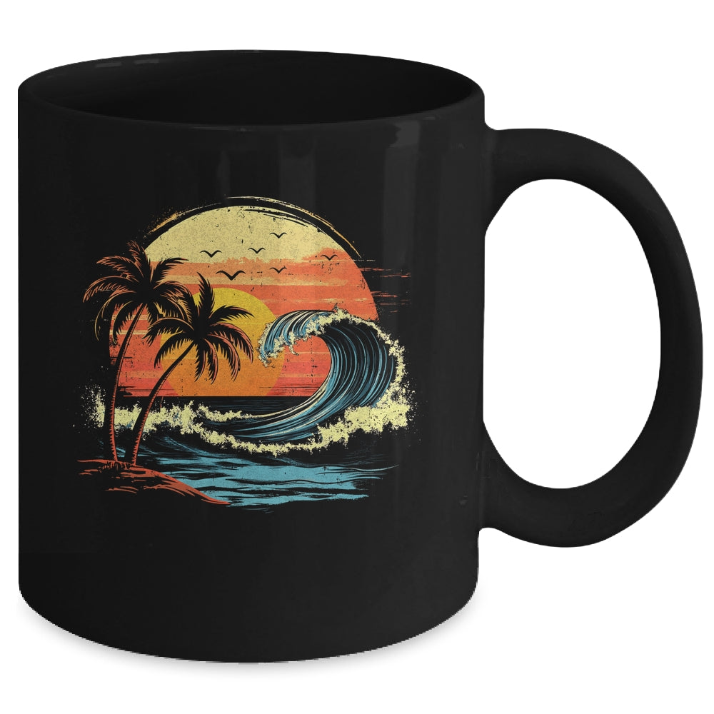 Retro Sunset Tropical Vintage Beach Palm Tree For Men Women Mug | siriusteestore