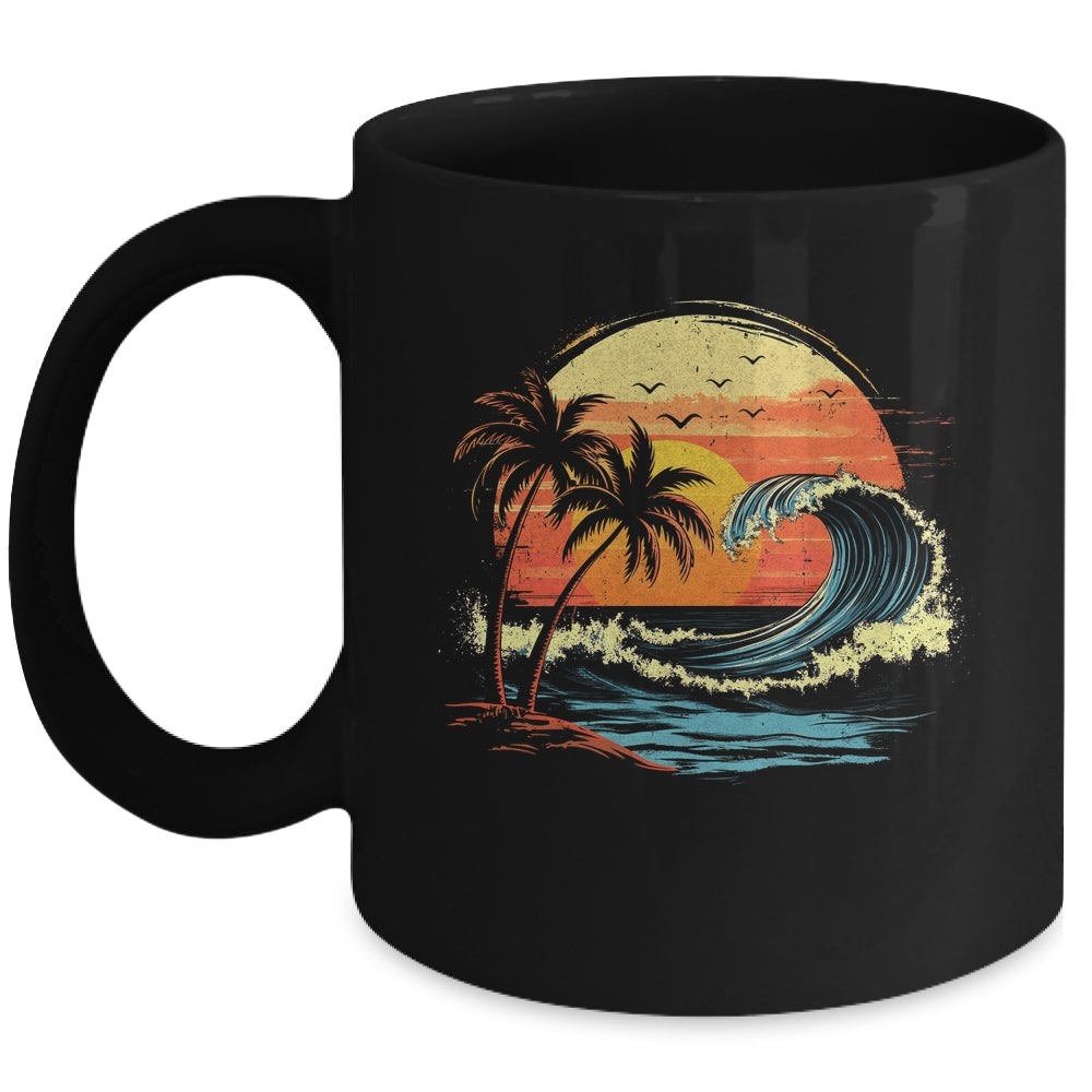 Retro Sunset Tropical Vintage Beach Palm Tree For Men Women Mug | siriusteestore
