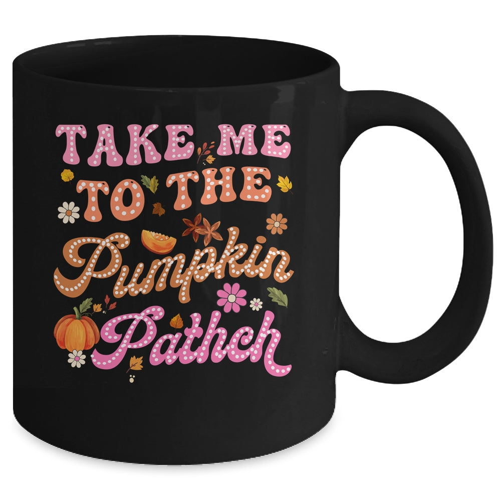 Retro Take Me To The Pumpkin Patch Flowers Fall Thanksgiving Mug | siriusteestore