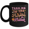 Retro Take Me To The Pumpkin Patch Flowers Fall Thanksgiving Mug | siriusteestore