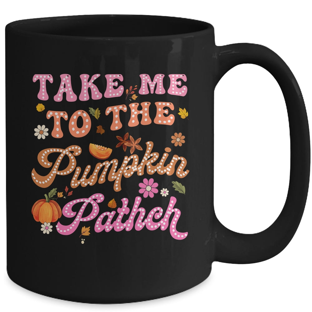 Retro Take Me To The Pumpkin Patch Flowers Fall Thanksgiving Mug | siriusteestore