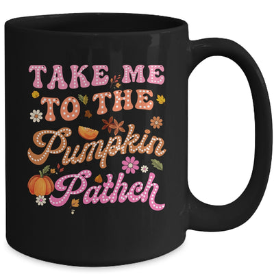Retro Take Me To The Pumpkin Patch Flowers Fall Thanksgiving Mug | siriusteestore