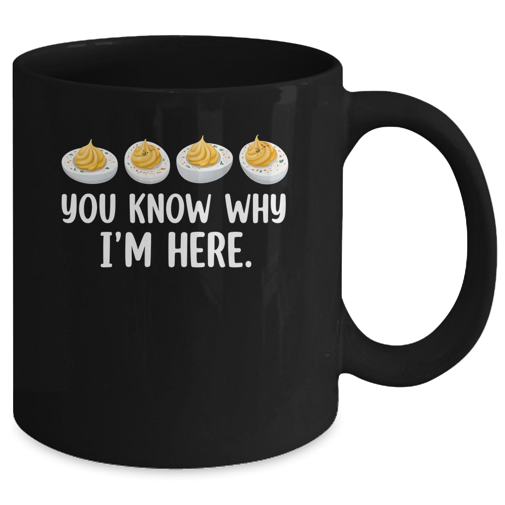 Retro Thanksgiving You Know Why I'm Here Deviled Egg Funny Mug | siriusteestore
