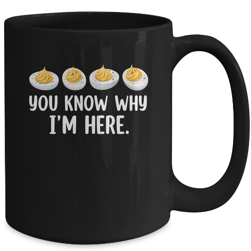Retro Thanksgiving You Know Why I'm Here Deviled Egg Funny Mug | siriusteestore