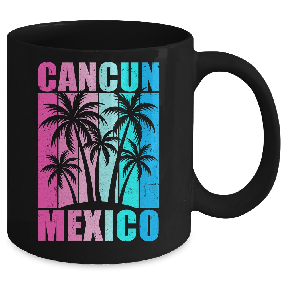 Retro Tropical Sunset Cancun Beach Mexico Summer Vibes Mug | siriusteestore