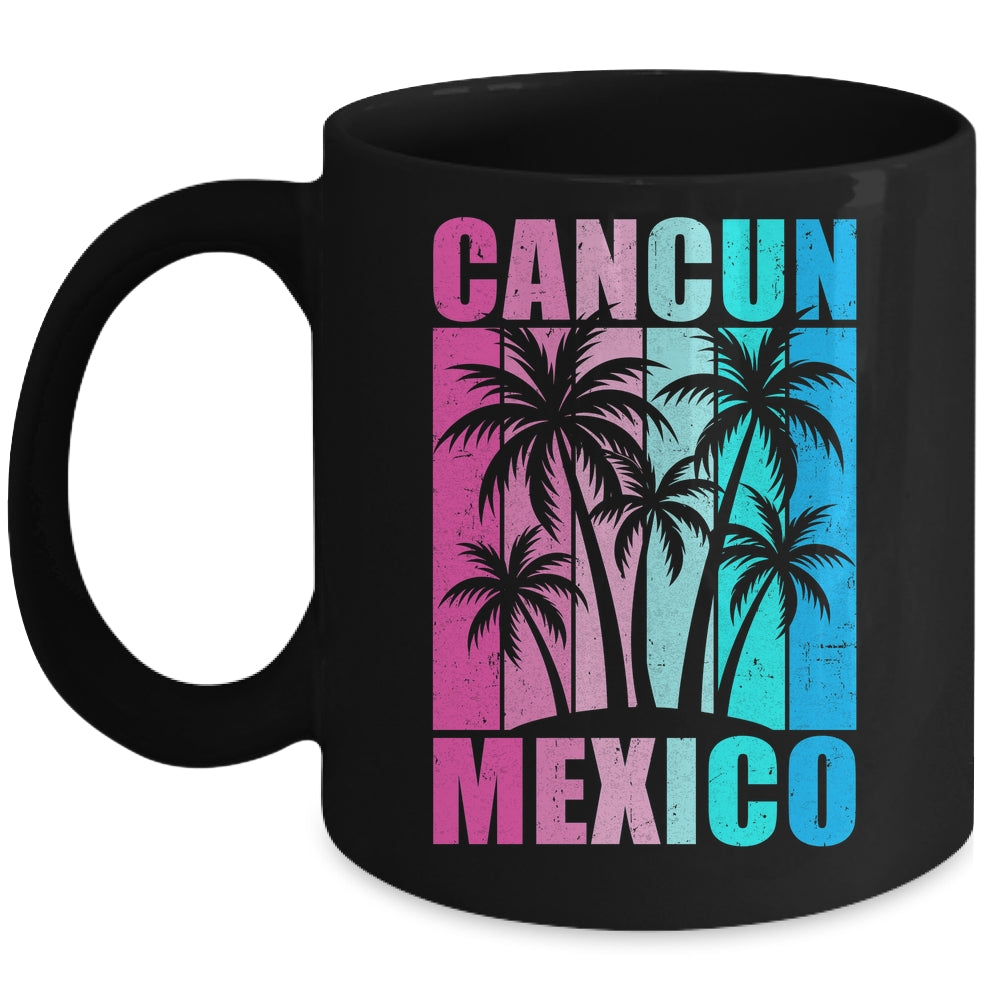Retro Tropical Sunset Cancun Beach Mexico Summer Vibes Mug | siriusteestore