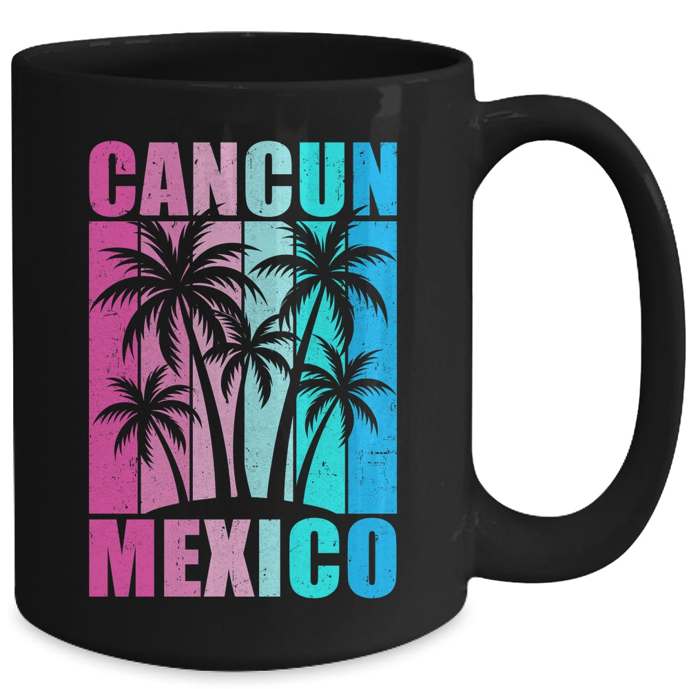 Retro Tropical Sunset Cancun Beach Mexico Summer Vibes Mug | siriusteestore