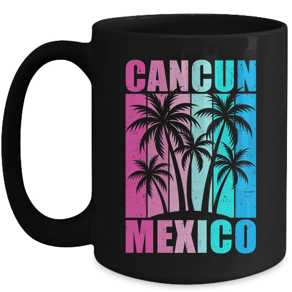 Retro Tropical Sunset Cancun Beach Mexico Summer Vibes Mug | siriusteestore