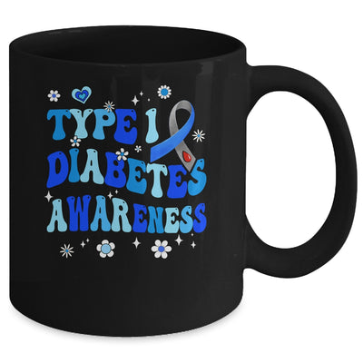 Retro Type 1 Diabetes Awareness Blue Ribbon T1D Warrior Mug | siriusteestore