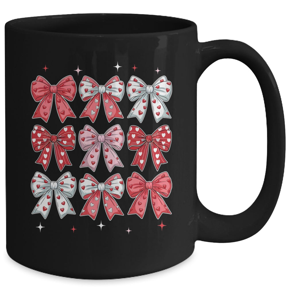 Retro Valentine's Day Heart Coquette Bow Women Kids Girl Mug | siriusteestore