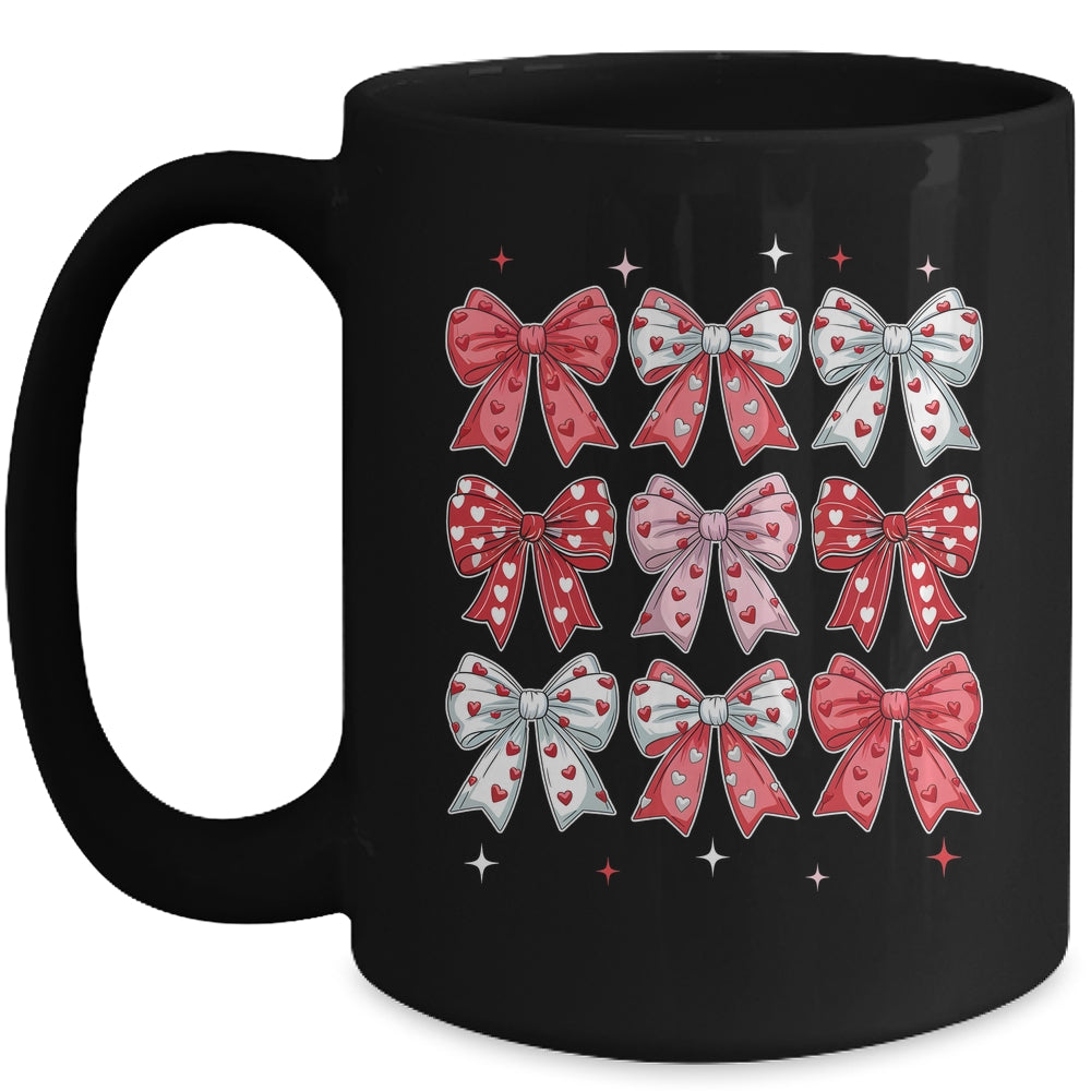 Retro Valentine's Day Heart Coquette Bow Women Kids Girl Mug | siriusteestore
