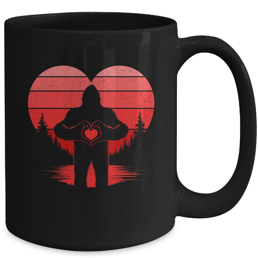 Retro Valentines Day Bigfoot Sasquatch Heart Boy Kids Funny Mug | siriusteestore