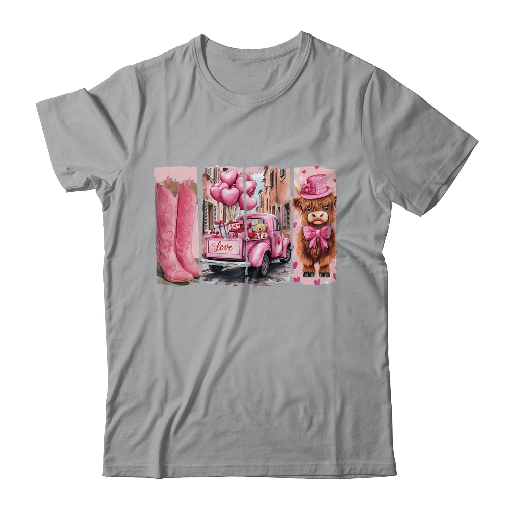 Retro Valentines Day Town Western Highland Cow Women Girls Shirt & Sweatshirt | siriusteestore