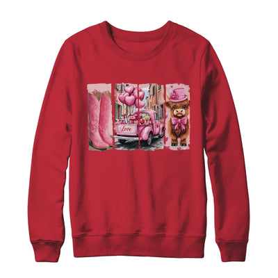 Retro Valentines Day Town Western Highland Cow Women Girls Shirt & Sweatshirt | siriusteestore