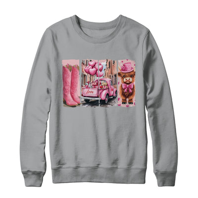 Retro Valentines Day Town Western Highland Cow Women Girls Shirt & Sweatshirt | siriusteestore