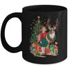 Retro Vintage Christmas 1950 1960 Girl Reindeer Xmas Tree Mug | siriusteestore
