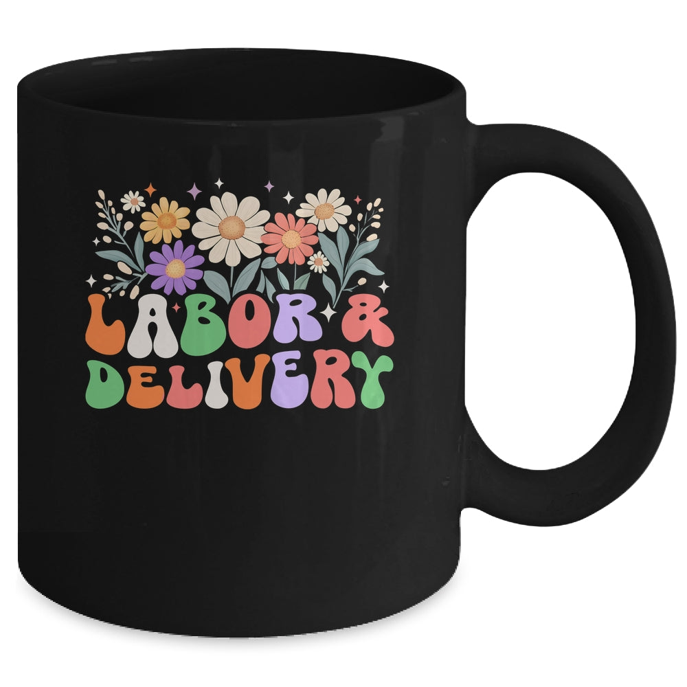 Retro Wildflowers Labor And Delivery Nurse Back To School Mug | siriusteestore