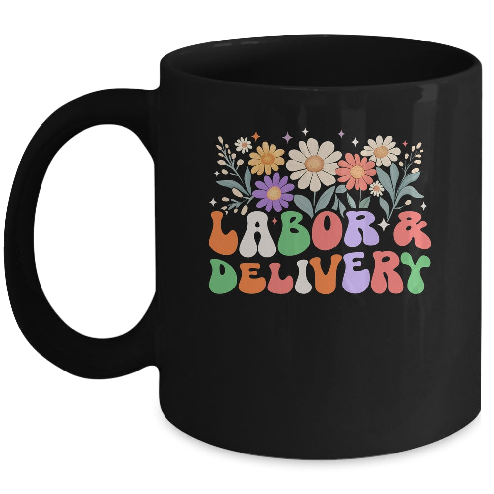 Retro Wildflowers Labor And Delivery Nurse Back To School Mug | siriusteestore