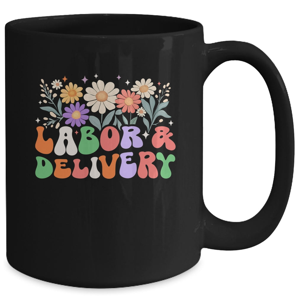 Retro Wildflowers Labor And Delivery Nurse Back To School Mug | siriusteestore