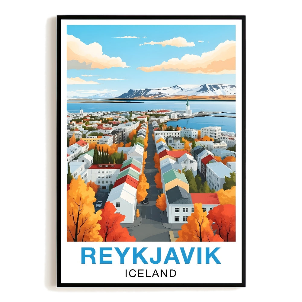 Reykjavik Iceland Vintage Travel Poster Nature City Wall Art Landscape Prints Paintings Picture For Home Room Living Room Office Bedroom Aesthetic Decor Unframed | siriusteestore
