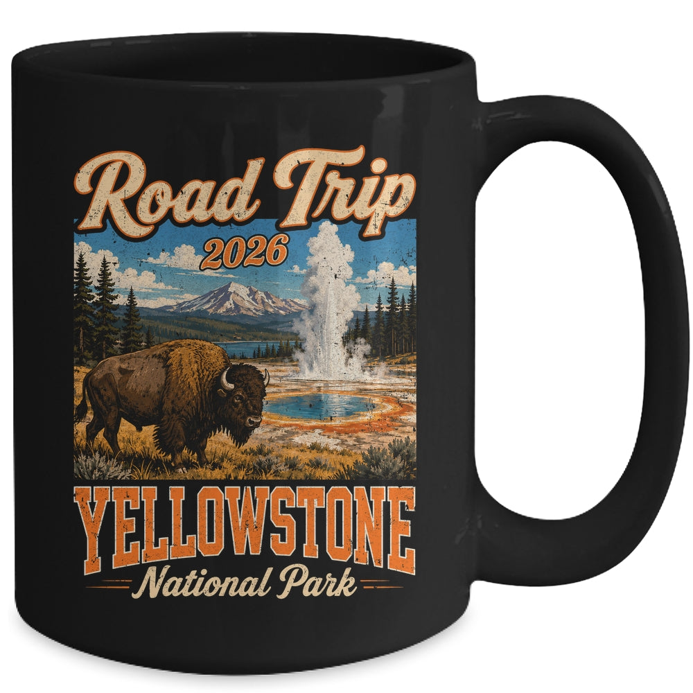 Road Trip 2026 Yellowstone National Park Bison Men Women Mug | siriusteestore